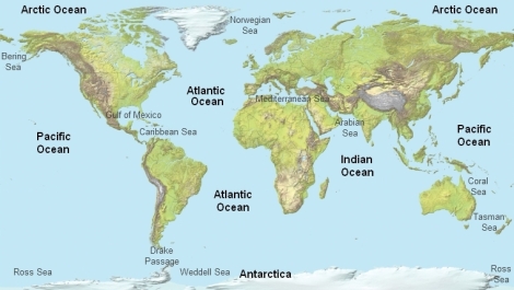 Distribución de los Océanos del Mundo